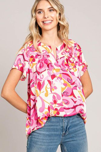 Cotton Bleu by Nu Label Abstract Print Short Sleeve Top - Trendsi - Modalova