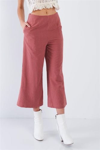 Dusty Rose Pink Cotton Pinstripe Gaucho Pants - KandyKouture - Modalova