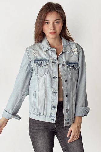 RISEN Distressed Button Up Jacket - Trendsi - Modalova