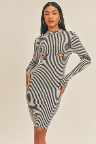 Long Sleeve Stripe Print Midi Dress - KandyKouture - Modalova