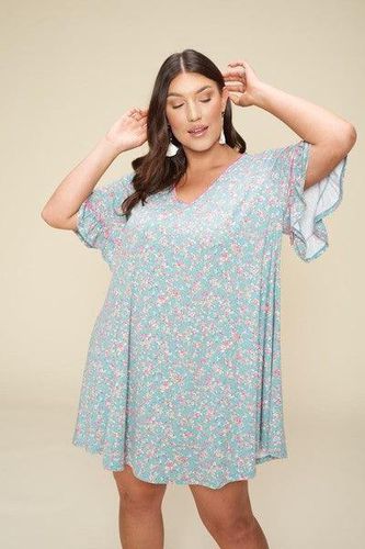 Plus Size Spring Floral Printed Lovely Swing Dress - KandyKouture - Modalova