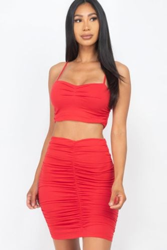 Ruched Crop Top And Skirt Sets - KandyKouture - Modalova