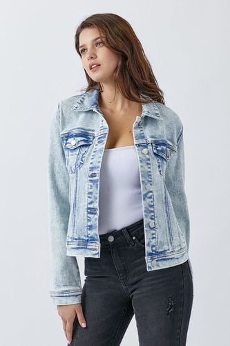 RISEN Button Up Washed Denim Jacket - Trendsi - Modalova