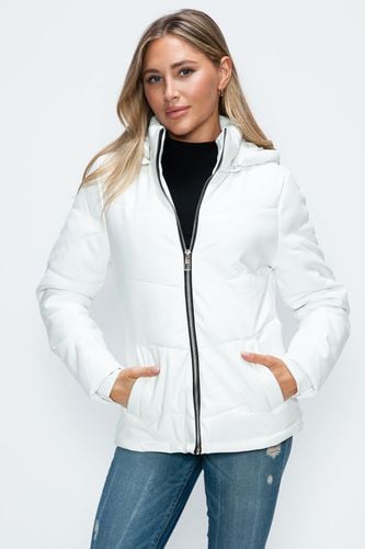 How Dare U Pocketed Zip Up Puffer Jacket with Removable Hood - Trendsi - Modalova