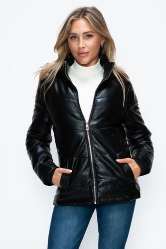 How Dare U Pocketed Zip Up Puffer Jacket with Removable Hood - Trendsi - Modalova