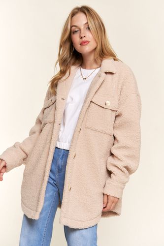 And The Why Teddy Sherpa Button Down Curved Hem Shacket - Trendsi - Modalova