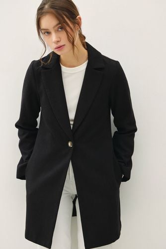 Be Cool Single Button Long Sleeve Coat with Pockets - Trendsi - Modalova