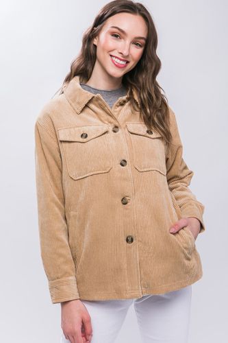 Love Tree Corduroy Button Up Jacket with Sherpa Inside - Trendsi - Modalova