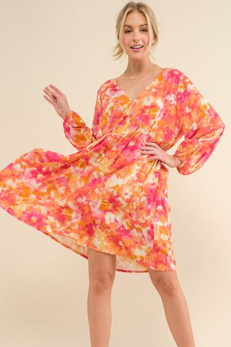 And The Why Full Size Printed Tie Back Long Sleeve Dress - Trendsi - Modalova