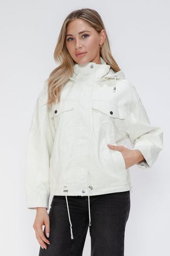 How Dare U Drawstring Hem PU Leather Zip Up Jacket - Trendsi - Modalova