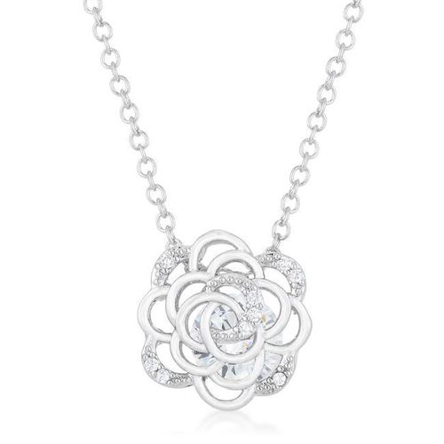 Maya 1.37ct CZ Rhodium Rose Drop Necklace - AMIClubwear - Modalova