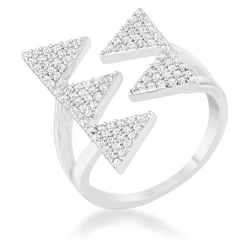 Nori 0.63ct CZ Rhodium Geometric Contemporary Ring, - AMIClubwear - Modalova