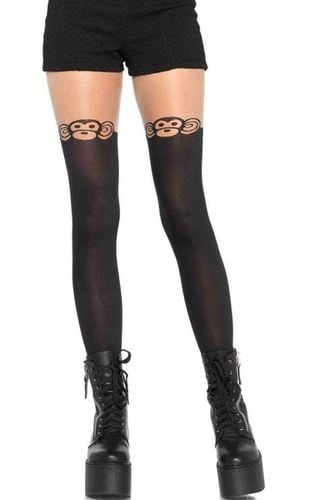 Black Nude Monkey Business Tights - AMIClubwearStore - Modalova