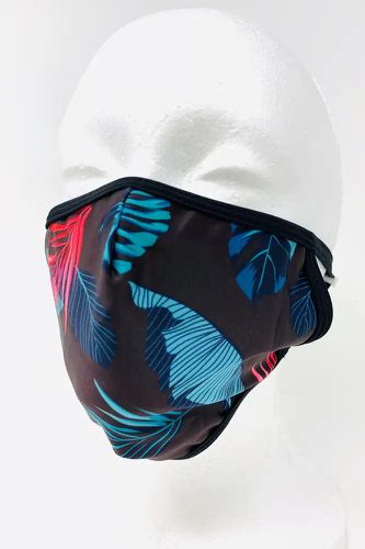 Black Leaves Print Washable Face Mask - Kandy Kouture - Modalova