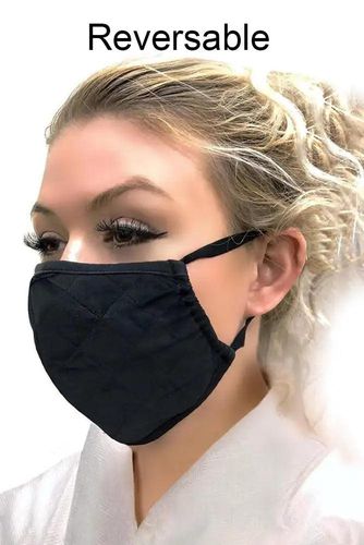 Black Quilted Reversible Washable Face Mask - Kandy Kouture - Modalova