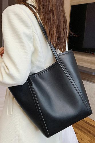 Black Shoulder Strap Tote Bag - AMIClubwearStore - Modalova