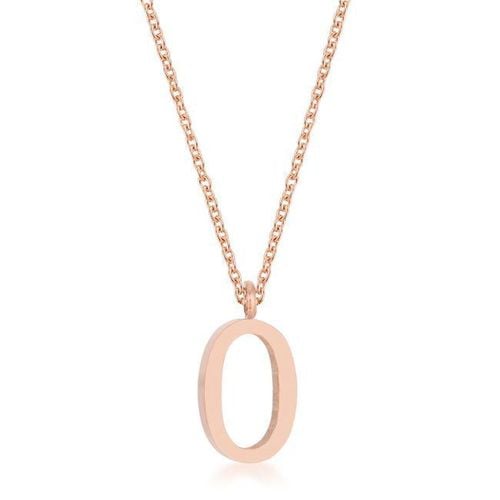 Elaina Rose Gold Stainless Steel O Initial Necklace - AMIClubwear - Modalova