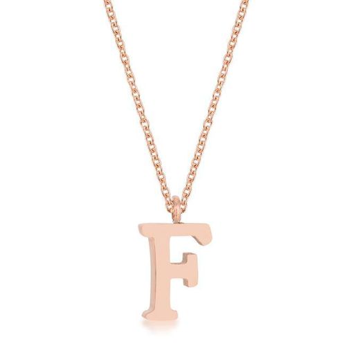 Elaina Rose Gold Stainless Steel F Initial Necklace - AMIClubwear - Modalova