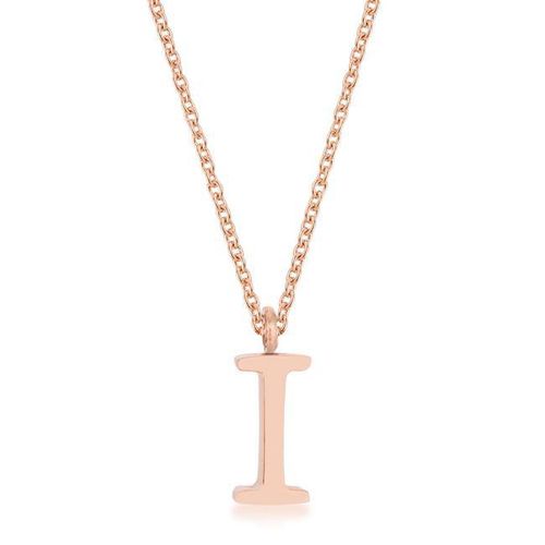 Elaina Rose Gold Stainless Steel I Initial Necklace - AMIClubwear - Modalova