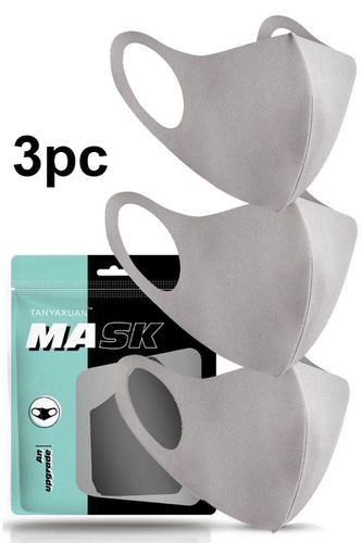 Light Grey Breathable Reusable Washable 3 Piece Face Mask - Kandy Kouture - Modalova