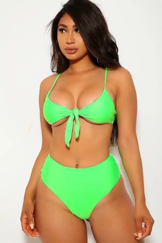 Lime Tie Knot Two Piece Swimsuit - Kandy Kouture - Modalova