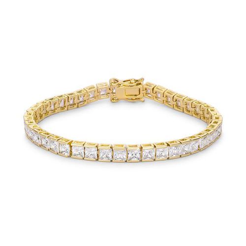 Princess Cut CZ Gold Tone Tennis Bracelet - AMIClubwear - Modalova