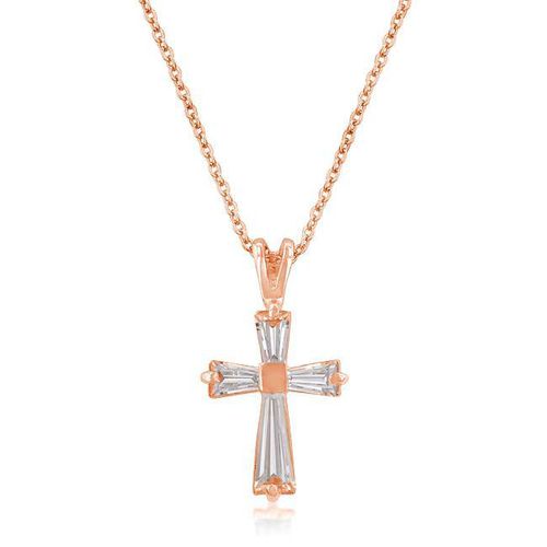 Rose Gold Plated Cross Necklace - AMIClubwear - Modalova