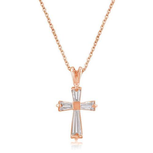 Rose Gold Plated Cross Necklace - AMIClubwear - Modalova