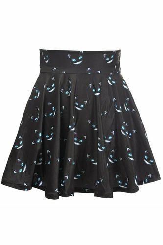 Scary Cats Print Stretch Lycra Skirt - Daisy Corsets - Modalova