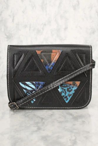 Sexy Black Blue Animal Print Geometric Faux Leather Mini Shoulder Handbag - Kandy Kouture - Modalova