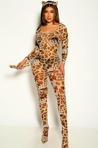 Sexy Leopard Jumpsuit 3pc Halloween Costume - AMIClubwear - Modalova