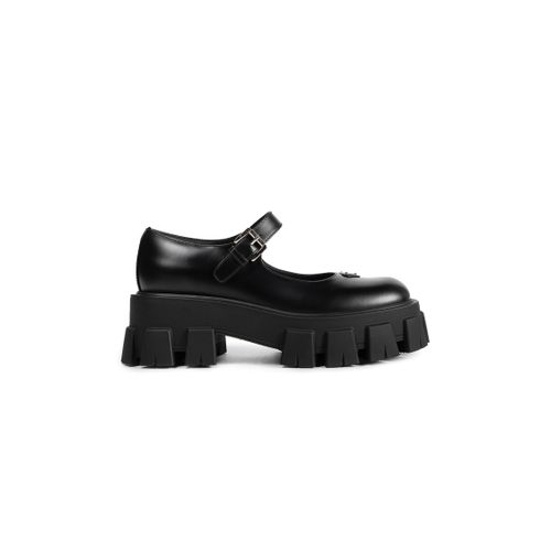 Brushed Leather Monolith Mary Janes - PRADA - Modalova