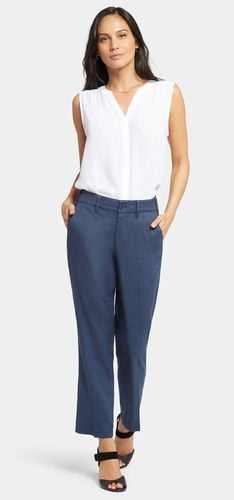 Straight Leg Ankle Trouser Dark Blue Stretch Linen | - Nydj - Modalova