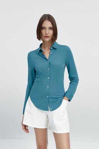 Camisa mujer azul neptuno slim - Sepiia - Modalova