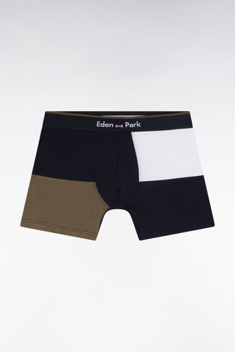 Boxer En Jersey De Coton Colorblock Marine Et Kaki - Eden Park - Modalova