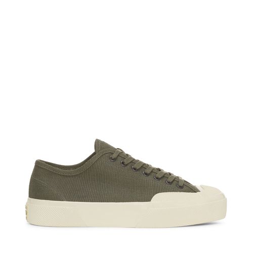 WORKS LOW CUT DEADSTOCK FRENCH COTTON - Le - Low Cut - Unisex - GREEN MIL-OFF WHITE - Superga - Modalova
