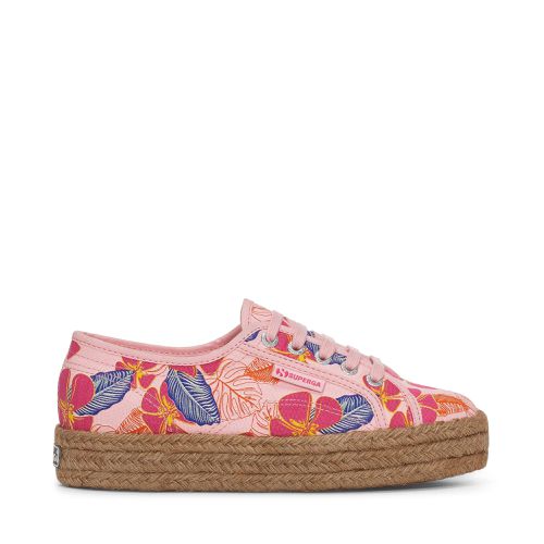 CUERDA ESTAMPADO FLORES DE HIBISCUS - Zapatos Mujer - Cuña - Mujer - ROSA-FUCSIA HIBISCUS - Superga - Modalova