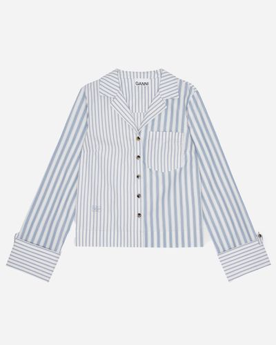 Stripe Cotton Shirt 42 - Egret - Ganni - Modalova