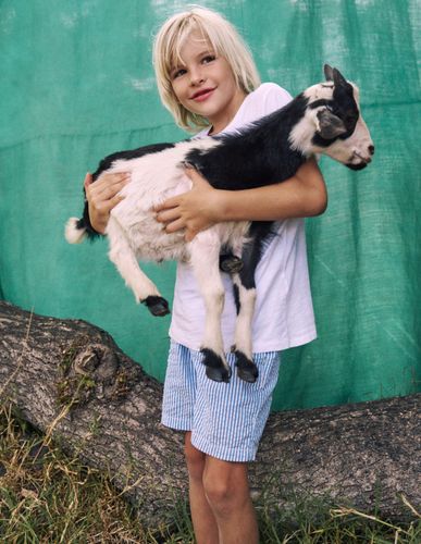 Short en seersucker-Rayé style coutil bleu - Boden - Modalova