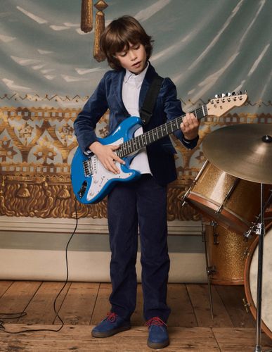 Blazer intemporel en velours-Velours bleu marine universitaire - Boden - Modalova