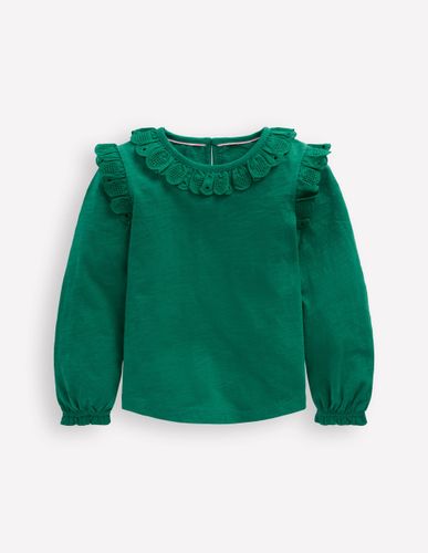 Top avec broderie anglaise cœurs-Vert joyau - Boden - Modalova