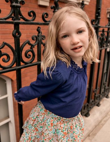 Top en jersey avec broderie anglaise-Bleu tribord - Boden - Modalova