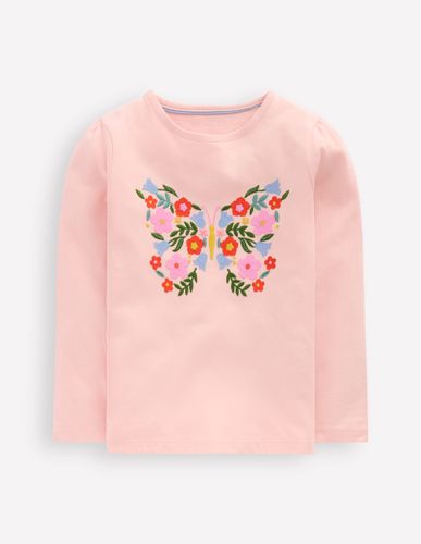 T-shirt à manches bouffantes et appliqué-Papillon rose craie - Boden - Modalova