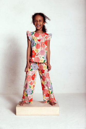 Top tissé à manches volantées-Motif Summer Garden multi - Boden - Modalova