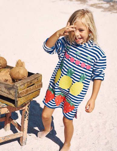 Poncho en éponge Mara-Fruits rayé bleu vif - Boden - Modalova