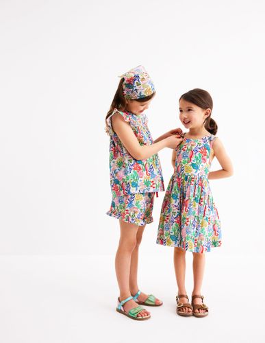 Top tissé à manches volantées-Motif Coral Cove multi - Boden - Modalova