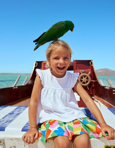 Top à manches volantées et pompons-Blanc - Boden - Modalova