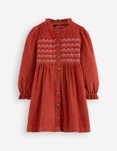 Robe smockée à manches longues Suki en velours côtelé-Cuivre - Boden - Modalova