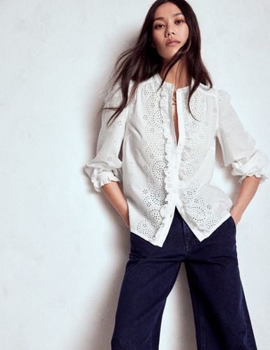 Top Alice avec broderie anglaise-Blanc - Boden - Modalova