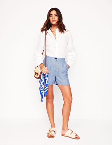 Short Dulwich en lin-Chambray bleu gris - Boden - Modalova